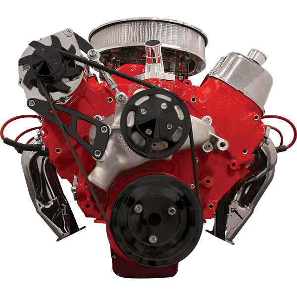 Serpentine Conversion BBC Top Mount Alternator Only Black